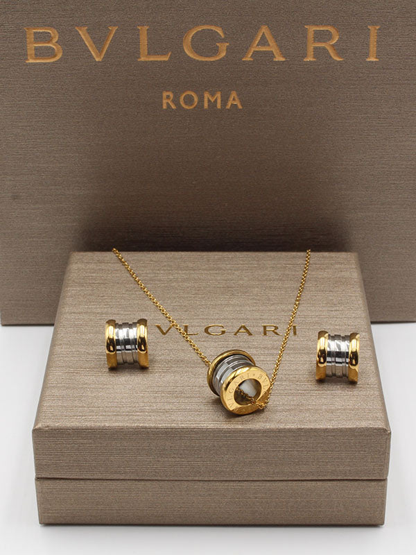 طقم بولغاري اسطواني لوقو اطقم bvlgari ذهبي فضي