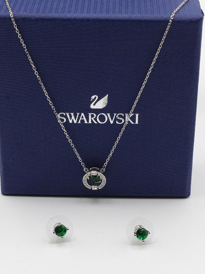 طقم سواروفسكي 2 قطع اطقم Swarovski اخضر 