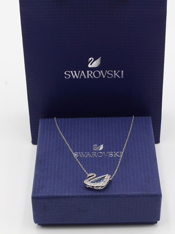 سلسال سواروفسكي سوان زركون وسط سلسال Swarovski فضي 