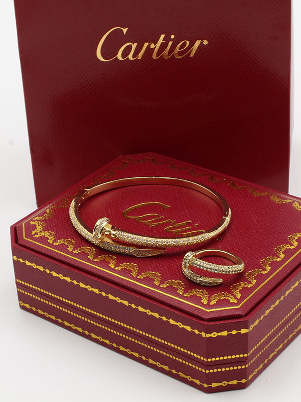 اسواره كارتير مع خاتم زركون بانقل اسواره CARTIER ذهبي 