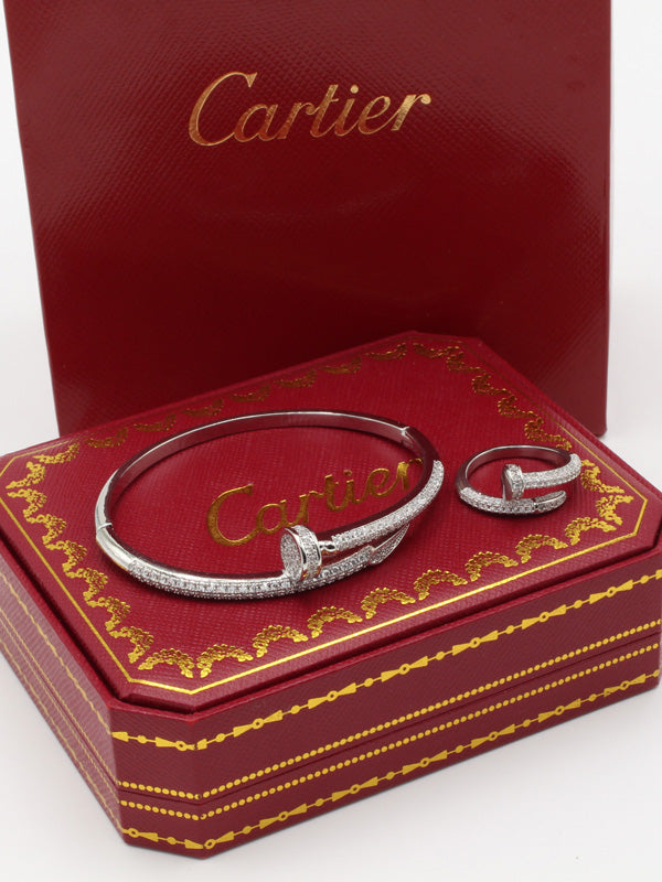 اسواره كارتير مع خاتم زركون بانقل اسواره CARTIER فضي 