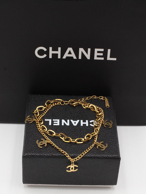 اسوارة شانيل جنزير طبقتين لوقو اسواره chanel  