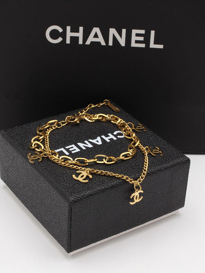 اسوارة شانيل جنزير طبقتين لوقو اسواره chanel  