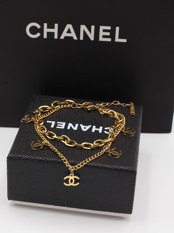 اسوارة شانيل جنزير طبقتين لوقو اسواره chanel  