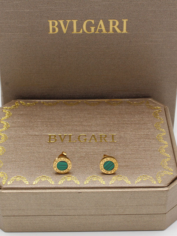 حلق بولغاري ملون صغير حلق bvlgari ذهبي اخضر 