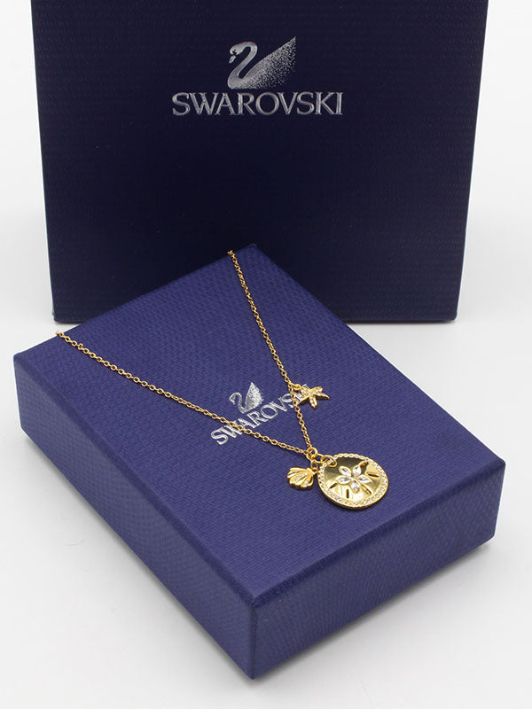 سلسال سواروفسكي سيركل اند فلاور ذهبي. سلسال Swarovski