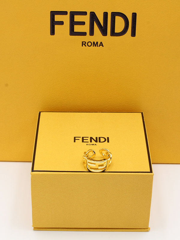 خاتم فندي جنزير لوقو خواتم fendi ذهبي 