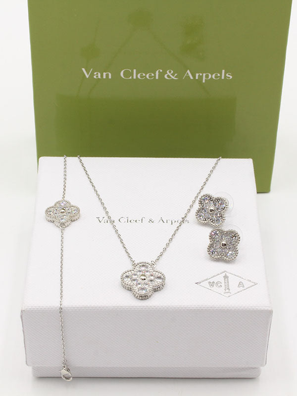 طقم فان كليف زركون وردة الجديد 3 قطع اطقم van cleef
