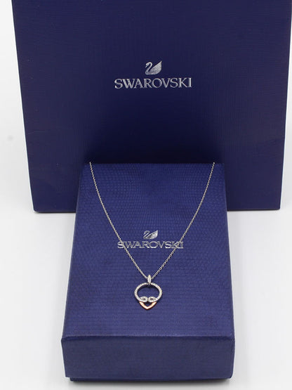 سلسال سواروفسكي هارت فضي روز قولد سلسال Swarovski  