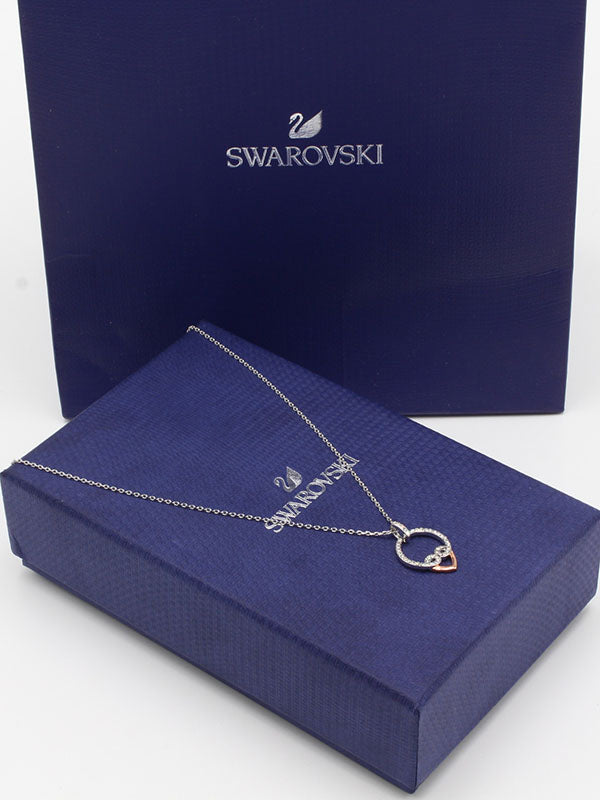 سلسال سواروفسكي هارت فضي روز قولد سلسال Swarovski  