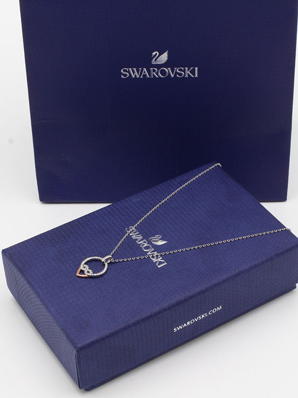 سلسال سواروفسكي هارت فضي روز قولد سلسال Swarovski  