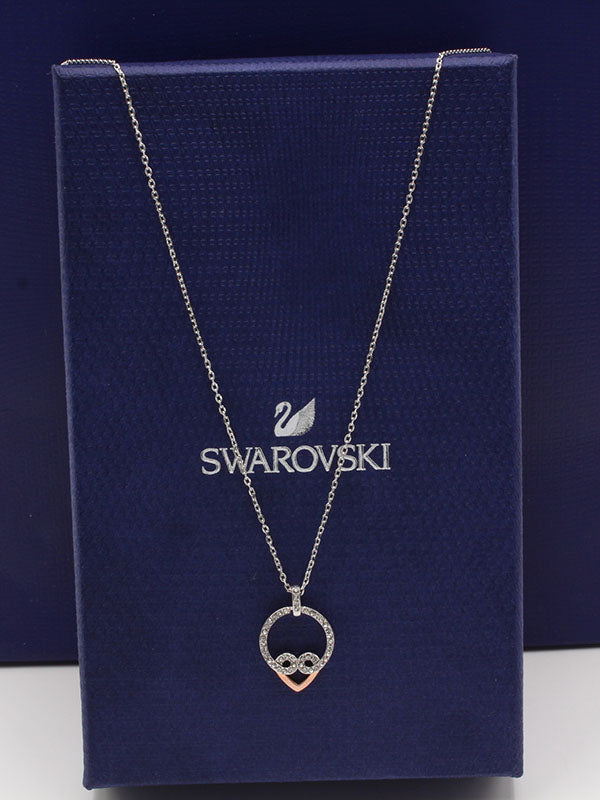 سلسال سواروفسكي هارت فضي روز قولد سلسال Swarovski  