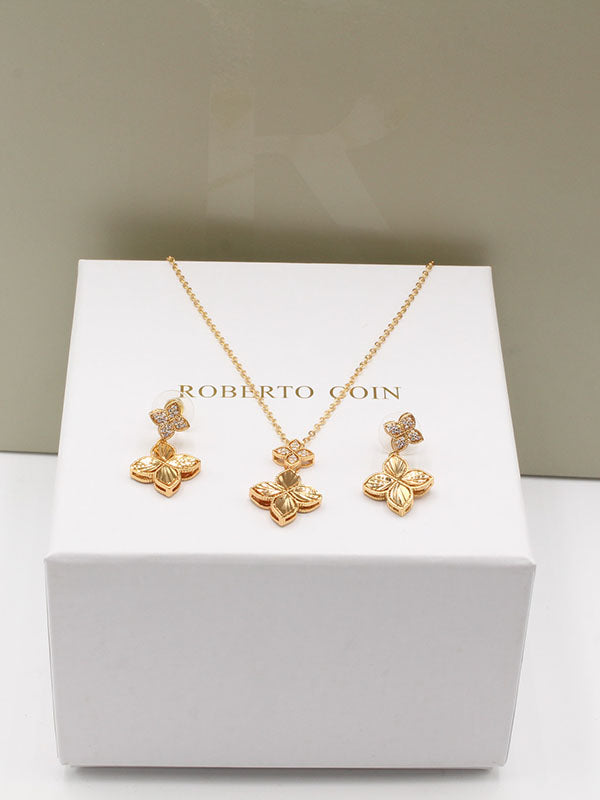 طقم روبرت كوين وردتين زركون ناعم اطقم roberto coin