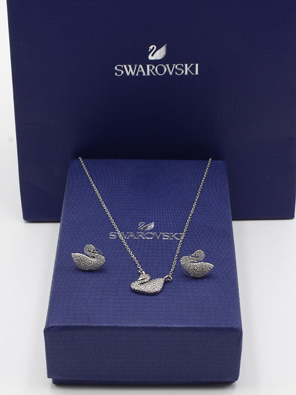 طقم سواروفسكي زركون سوان اطقم Swarovski فضي 