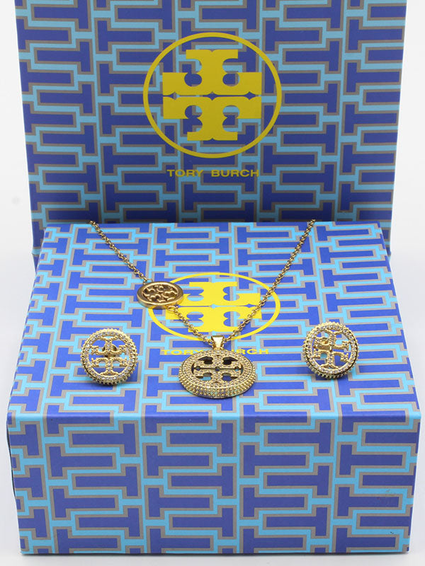 طقم توري بورش زركون ذهبي لوقو دائري اطقم tory burch ذهبي