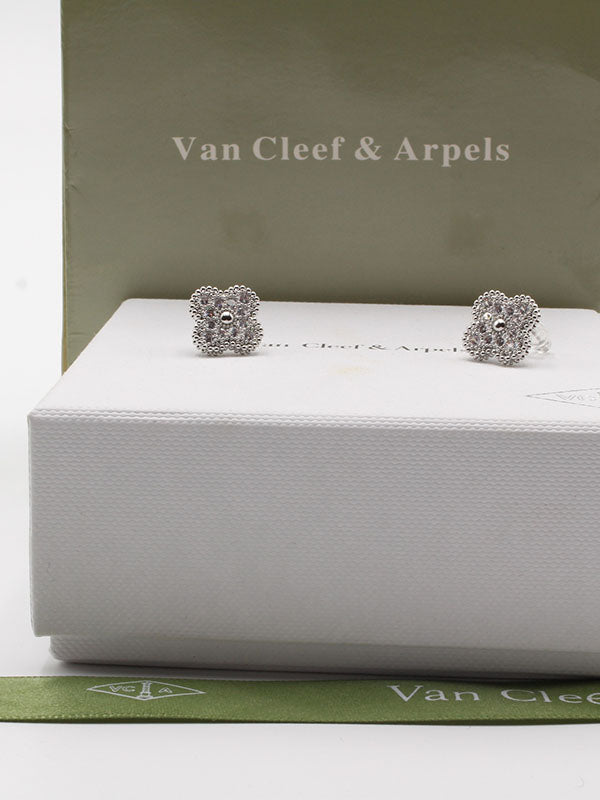 حلق فانكليف زركون فضي وذهبي حلق van cleef  