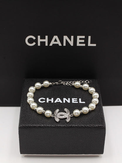 اسواره شانيل فل بيرل زركون اسواره chanel ابيض فضي 