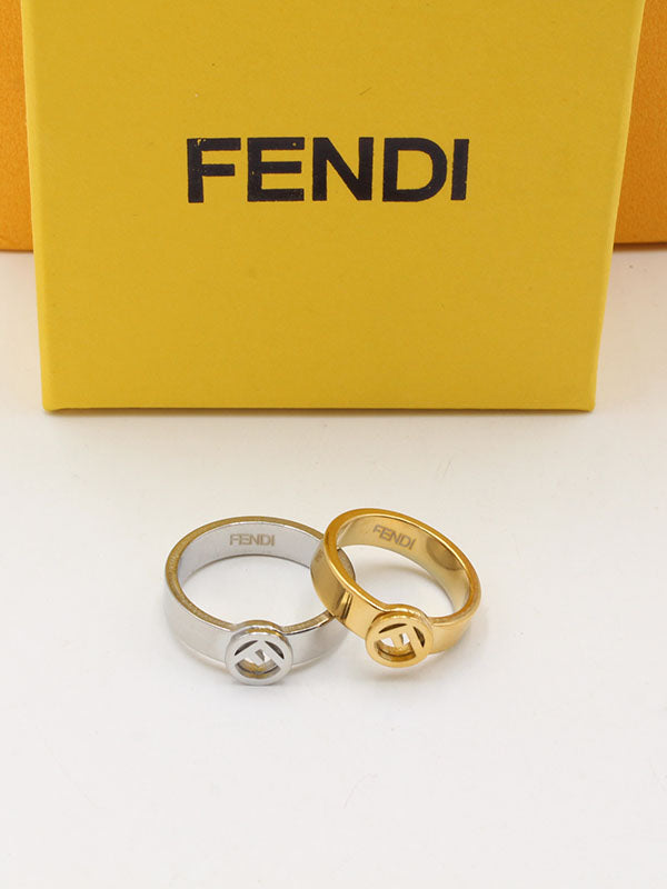 خاتم فندي ميتال لوقو مدور ذهبي الجديد خواتم fendi