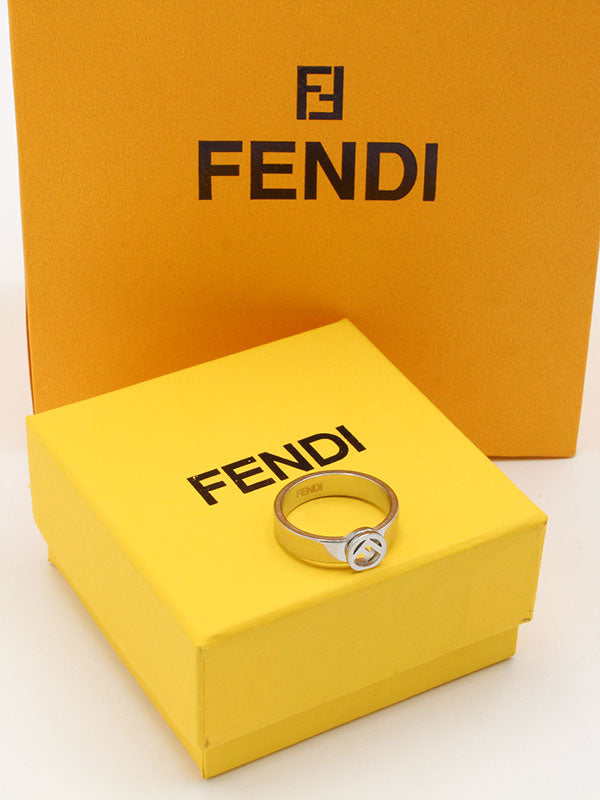خاتم فندي ميتال لوقو مدور ذهبي الجديد خواتم fendi