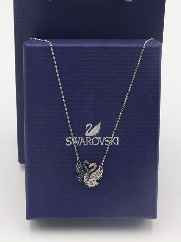 سلسال سواروفسكي دبل سوان سلسال Swarovski فضي
