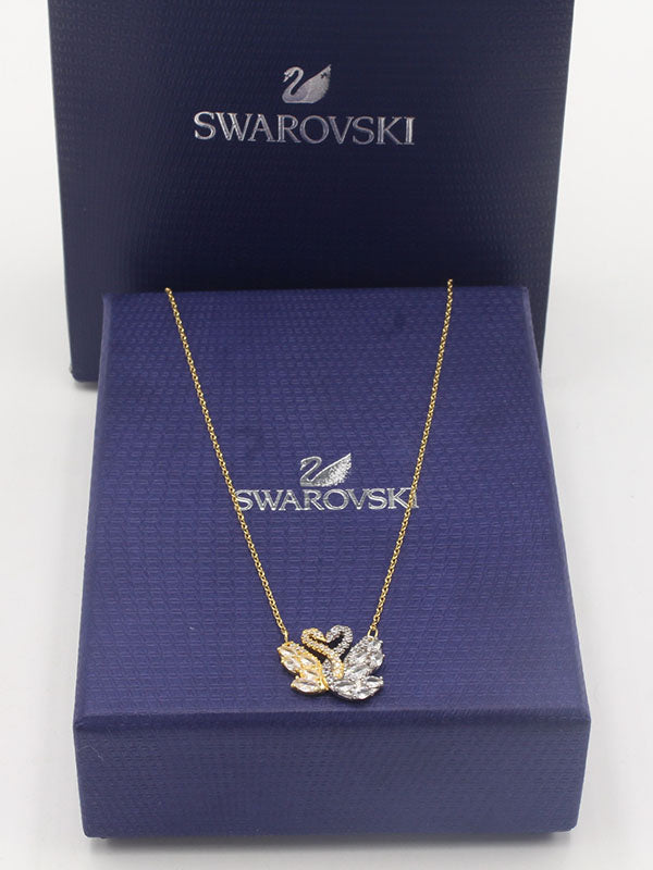 سلسال سواروفسكي دبل سوان سلسال Swarovski ذهبي
