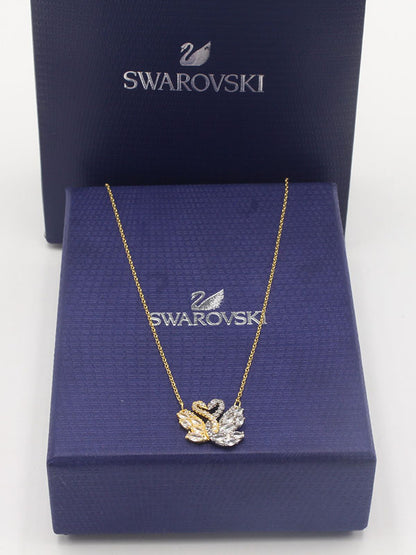 سلسال سواروفسكي دبل سوان سلسال Swarovski ذهبي