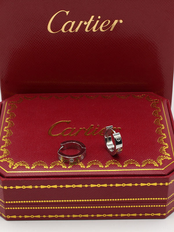 حلق كارتير مدور وسط زركون حلق CARTIER فضي 