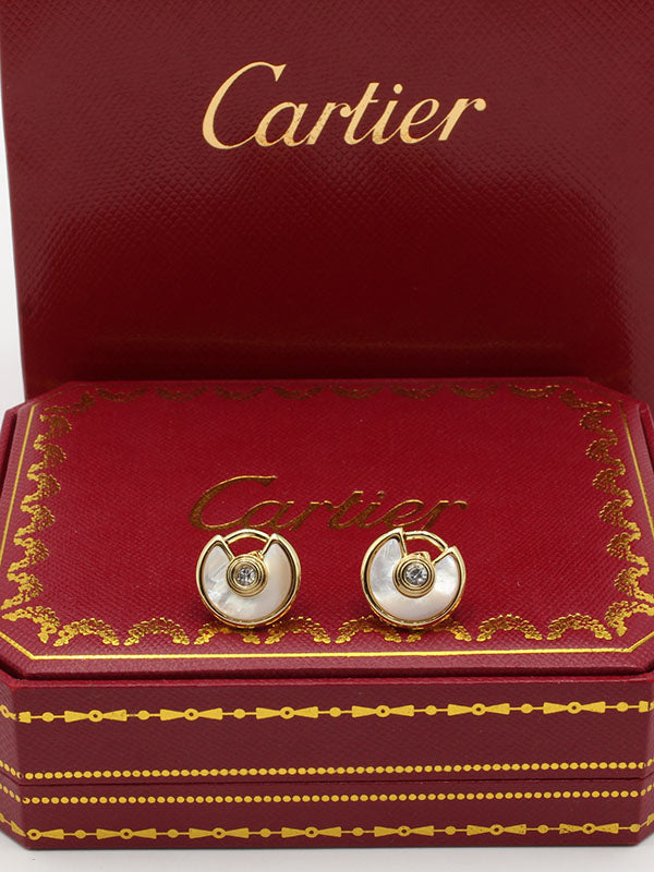 حلق كارتير شيل ابيض لوقو حلق CARTIER  