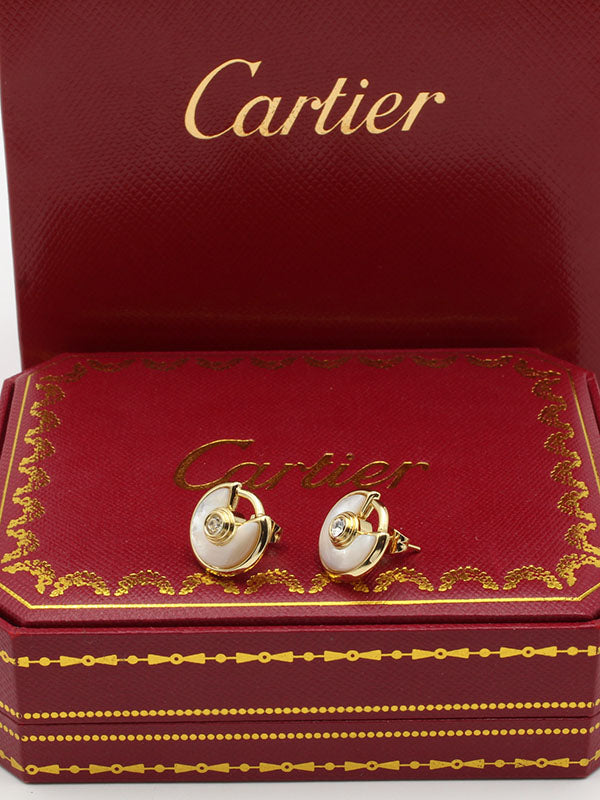 حلق كارتير شيل ابيض لوقو حلق CARTIER  