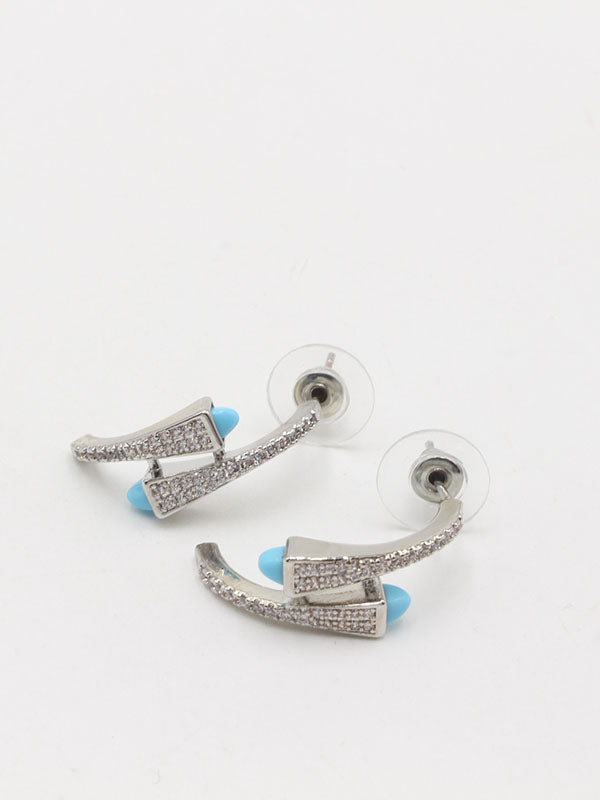 حلق حجر ملون مدور حلق مارلي تركواز فضي