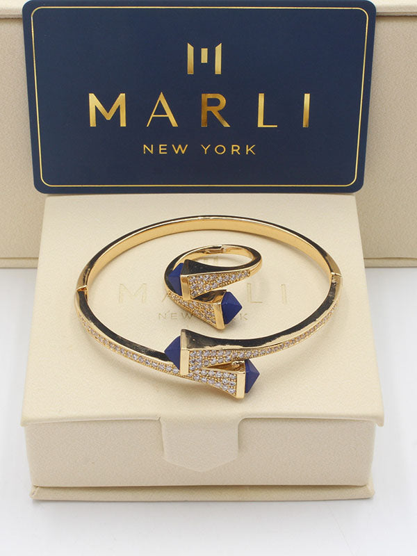 اساور حجر ملون مع خاتم 242-5 اسواره مارلي ازرق