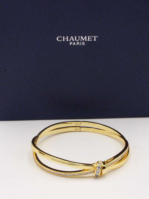 اسوارة شومية اكس زركون بانقل دبل لوقو اسواره chaumet ذهبي 