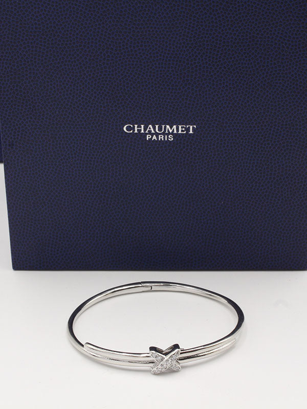 اسوارة شومية اكس زركون بانقل لوقو اسواره chaumet فضي 