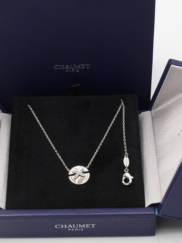 سلسال شومية اكس زركون ناعم لوقو سلسال chaumet فضي