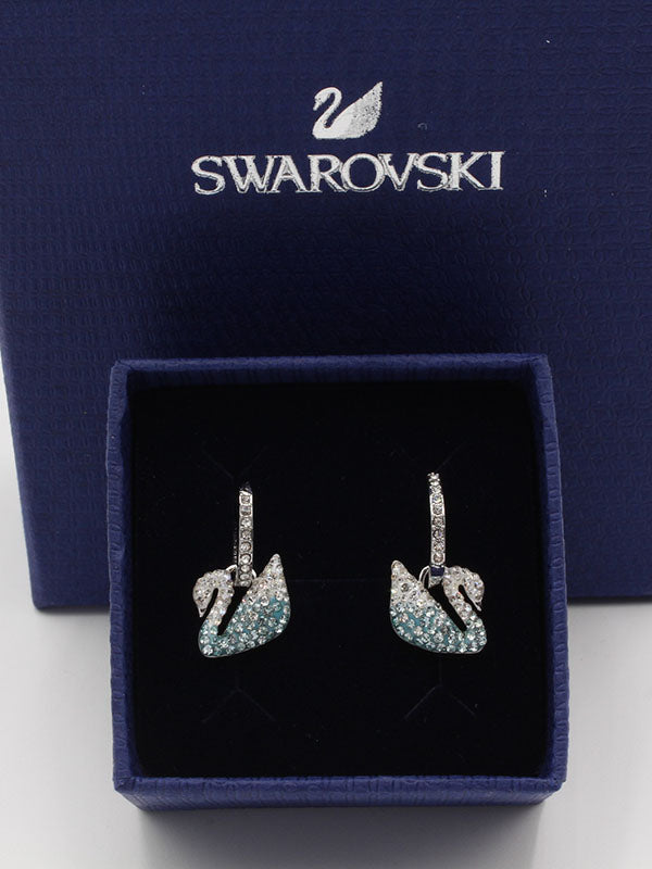 حلق سواروفسكي سوان زركون تركواز لوقو حلق Swarovski  