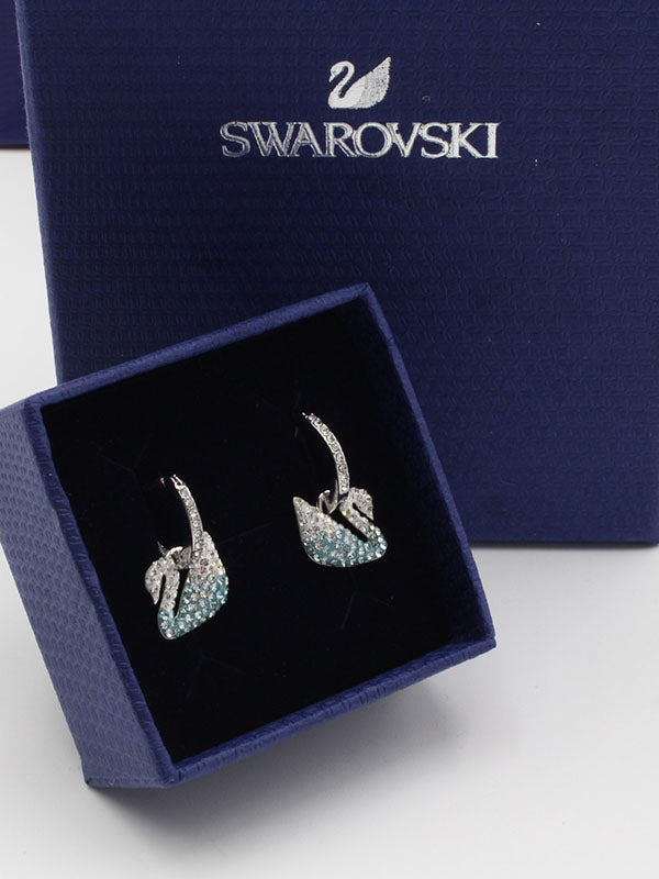 حلق سواروفسكي سوان زركون تركواز لوقو حلق Swarovski  