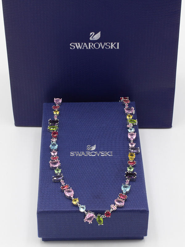 سلسال سواروفسكي عقد ملون فضي سلسال Swarovski