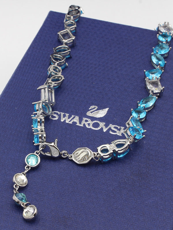 سلسال سواروفسكي عقد ملون سماوي سلسال Swarovski