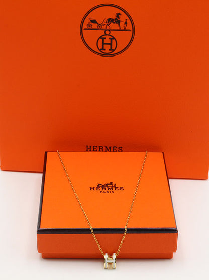 سلسال هيرمز ابيض صغير سلسال HERMES ذهبي