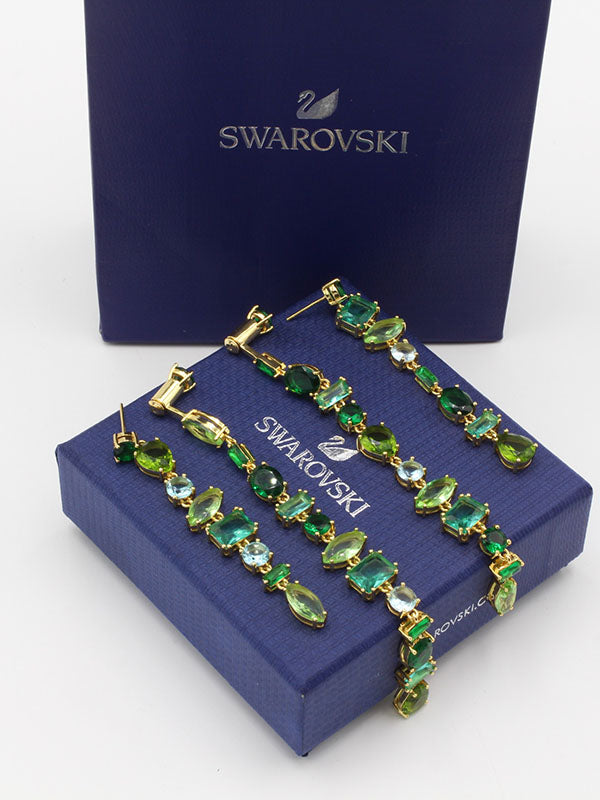 حلق سواروفسكي زركون اخضر حلق Swarovski