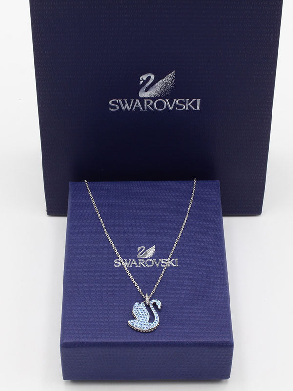 سلسال سواروفسكي سوان سماوي زركون سلسال Swarovski فضي