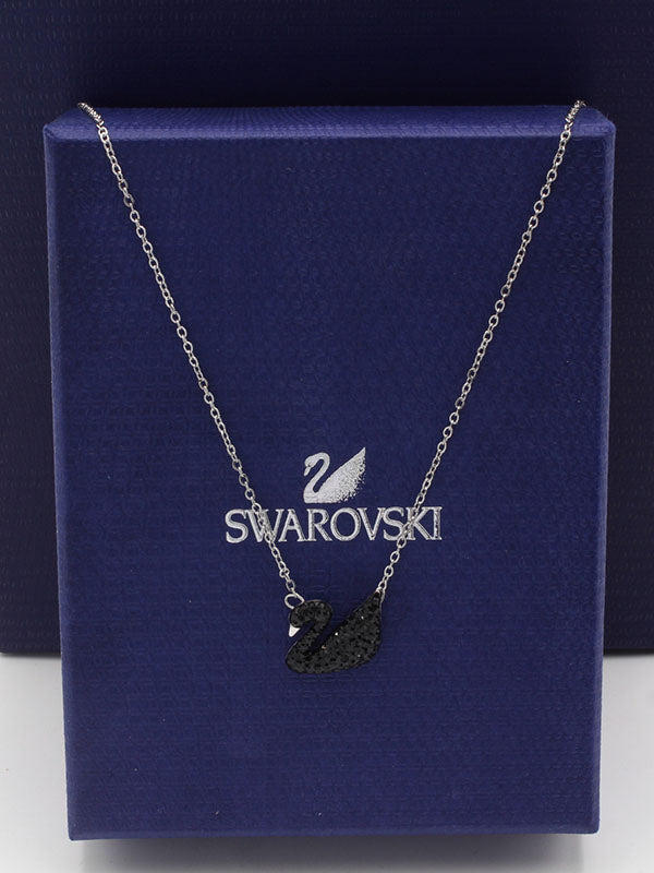 سلسال سواروفسكي سوان كرستال سلسال Swarovski اسود فضي