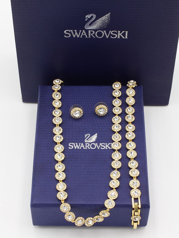 طقم سواروفسكي زركون ذهبي اطقم Swarovski ذهبي