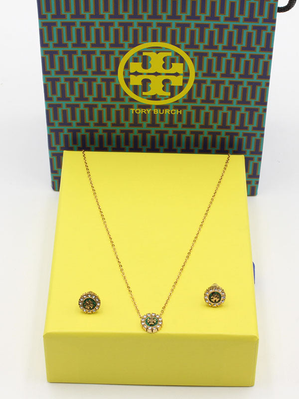 طقم توري بورش تشوكر شيل اطقم tory burch اخضر ذهبي