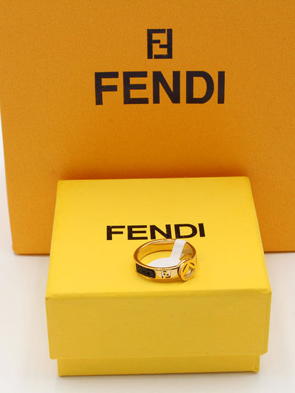 خاتم فندي سيركل كريستال خواتم fendi اسود ذهبي 7