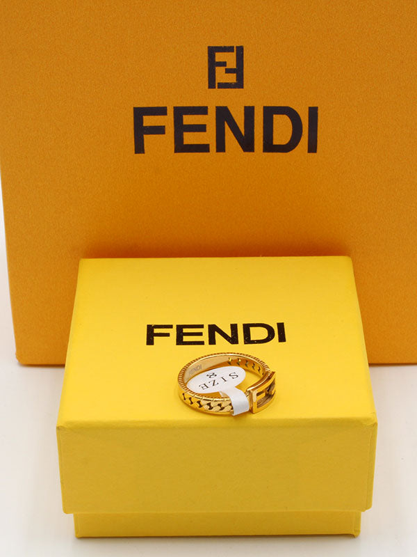 خاتم فندي سكوير لوقو خواتم fendi ذهبي 7