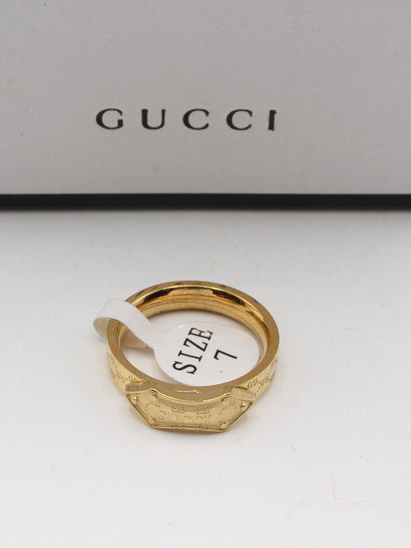 خاتم قوتشي فلات لوقو خواتم gucci ذهبي 6