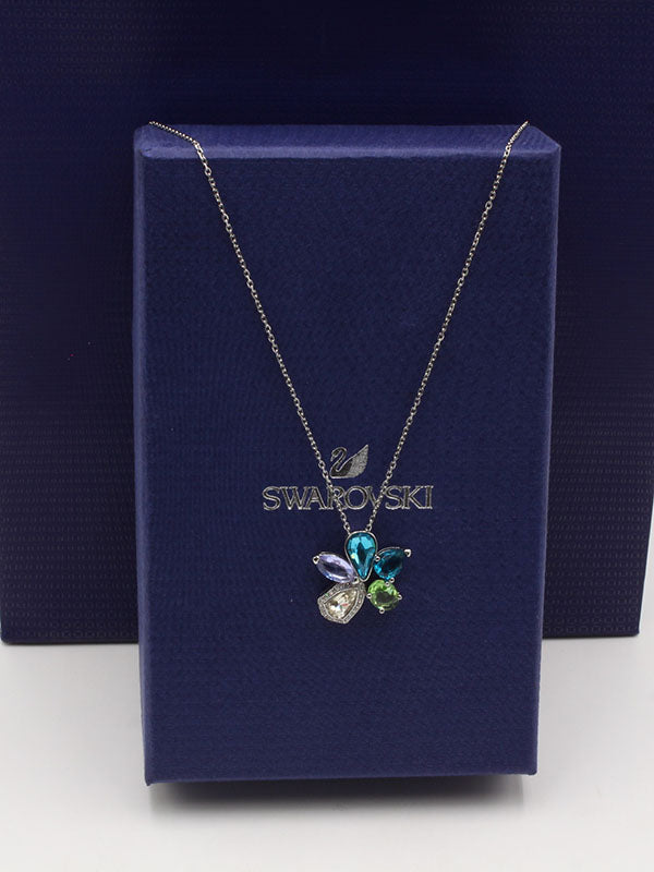 سلسال سواروفسكي فراشة بلو ستونز سلسال Swarovski سماوي فضي