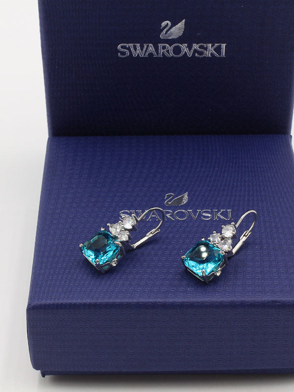 حلق سواروفسكي بيق بلو سكوير حلق Swarovski
