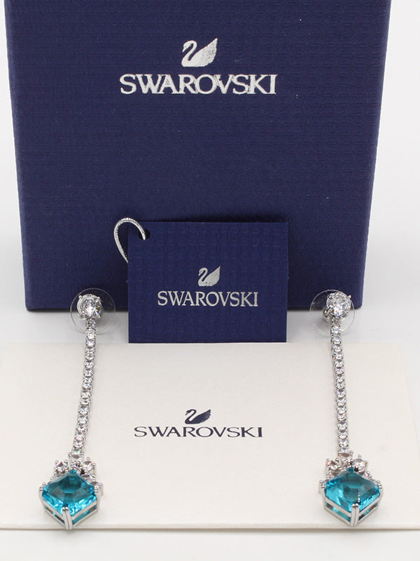 حلق سواروفسكي لونق بيق بلو سكوير حلق Swarovski